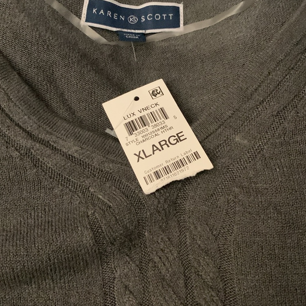 Karen Scott XL charcoal gray cable knit design sweater